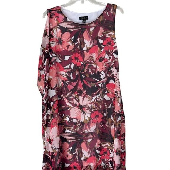 Thalia Sodi Floral Sheath Dress Large Multicolor Round Neck Asymmetrical Classy - Picture 3 of 7